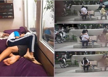 Clip gốc 2 học sinh thân mật thái quá ở quán cà phê