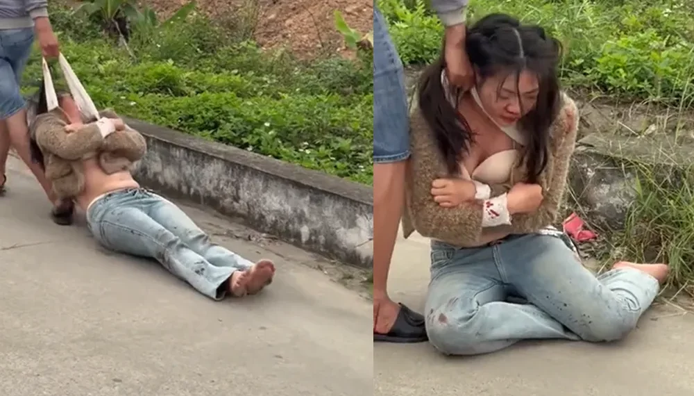 Clip cô gái bị nam thanh niên kéo lê trên đường