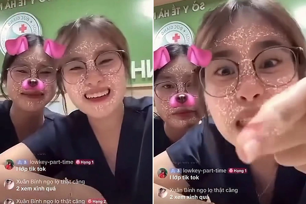2 sinh viên y khoa thực tập Bệnh viện Đa khoa Đức Giang chửi thề trong livestream